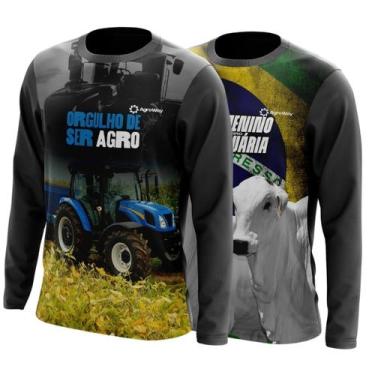 Imagem de Combo 2 Camisas Agro Masculinas Manga Longa Proteção Uv Respirável Col