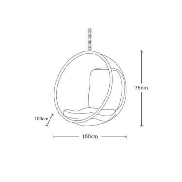 Imagem de Poltrona Bubble Chair Acrilico Com Estofado Couro Natural - Preto