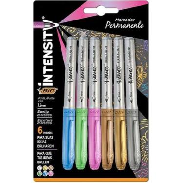 Imagem de Kit 6 Canetas Permanente Bic Marcador intensitv