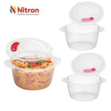 Imagem de NITRON-Conjunto 3 Caçarola Multiuso Para Micrrondas Freezer 1,5L Trans