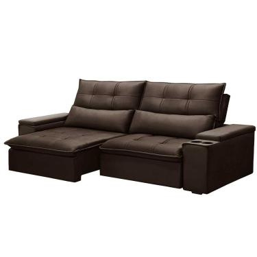 Imagem de Sofá Retrátil Reclinável 3 Lugares 230cm Moritz F05 Veludo Marrom - Mpozenato