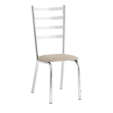 Imagem de Cadeira Laura Estrutura em Aço com Assento em Tecido Bege para Cozinha Ou Sala de Jantar