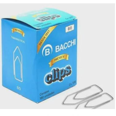 Imagem de Clips Galvanizado Bacchi Linha Premium 8-0 para Organização de Papéis e Documentos com 180 Unidades