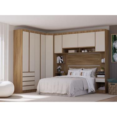 Imagem de Guarda Roupa Casal Modulado Canto 9 Portas 6 Gavetas Veneza Avelã Pf-arenas Pf