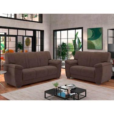 Imagem de Sofá Conjunto Roma II 3 e 2 Lugares Fixo 175CM e 133CM Marrom em Veludo Suede Luizzi Estofados