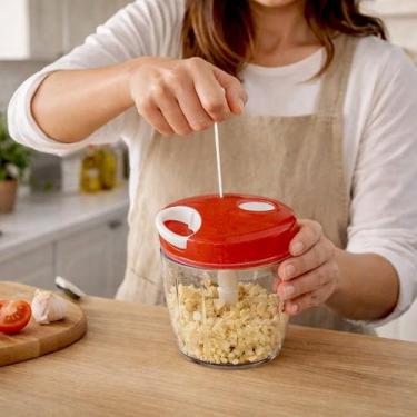 Imagem de Mini Processador Manual Triturador Alho Temperos Cortador Alimentos Ma