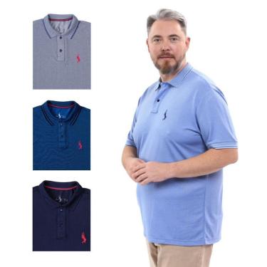 Imagem de Kit 4 Camisa Polo Plus Size Lisa Casual Elegante Ocasiões-Masculino