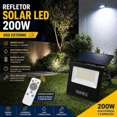 Imagem de Refletor Solar Led Holofote 200w Placa Conjugada Articulavel - LUXOR S