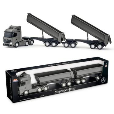 Imagem de Caminhão Mercedes Benz Actros Rodotrem Basculante Miniatura Brinquedo 