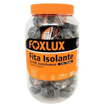 Imagem de Fita Isolante Anti Chama Pvc 5m Preta 50 Un Foxlux