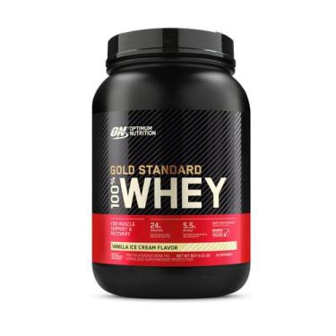 Imagem de Whey Gold 907g (2 LBS) Vanilla Ice Cream Optimum Nutrition, Baunilha, 