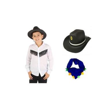 Imagem de Fantasia cowboy country infantil 3 peças festa junina - MC PRESENTES, 