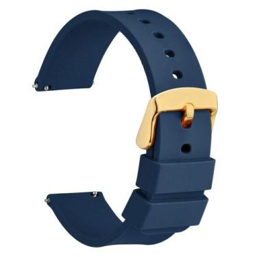 Imagem de Pulseira de relógio WOCCI Silicone 20 mm com fivela dourada para relóg