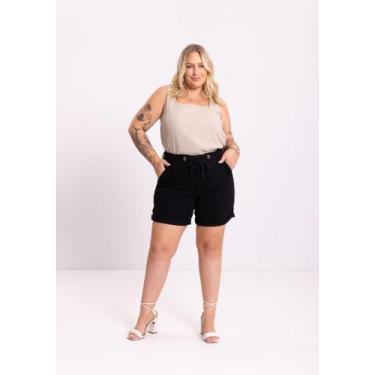 Imagem de Shorts Plus Size Sarja Boyfriend Com Bolsos Lunender 20396, Preto, 48