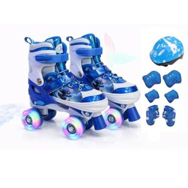 Imagem de Patins Quad Stitch 4 Rodas Infantil Tamanho Regulável Rodinhas Led Com