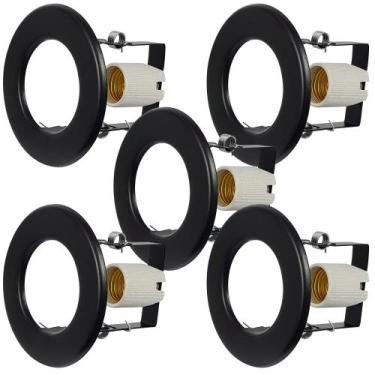 Imagem de Kit 5 Spots Preto de Embutir para 1 lâmpada Foco Fixo - Jota Iluminaçã