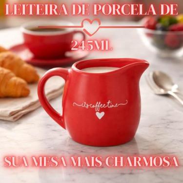 Imagem de Leiteira De Porcelana 245ml Vermelha Mesa Posta Luxo LAmour Hauskraft