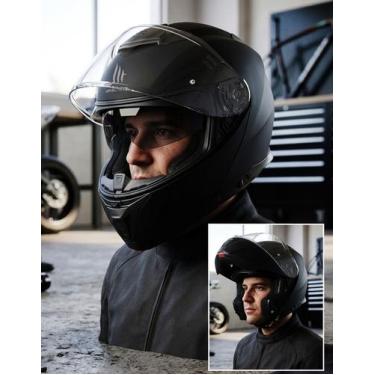 Imagem de Capacete Moto Escamoteavel Mt Helmets Atom 2 Viseira Solar Cor:PretoTa