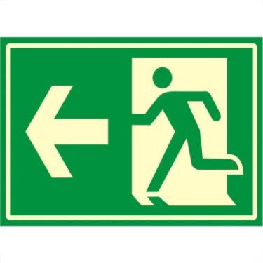Imagem de Placa Sinalizacao Pvc 20X30 ''Saida Seta Esquerda Fluorescente'' 250Bf