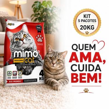 Imagem de Kit 5 areia granulado sanitário mimocat tradicional 20kg