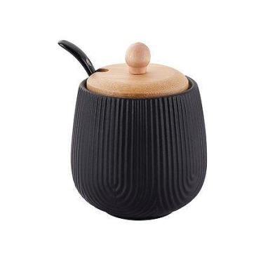 Imagem de Açucareiro com Colher Oásis 360ml Preto Moderno - Etilux