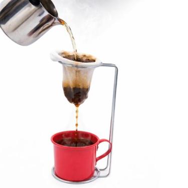 Imagem de Kit Mini Coador de Café Individual com Caneca em Alumínio Cor:Vermelho