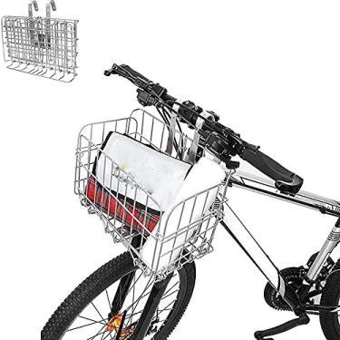 Imagem de GQYYS Cesta de bicicleta, cesta de bicicleta, dobrável, de arame traseiro, cesta de bicicleta, suporte de carga para bicicleta, acessórios de bicicleta para pendurar bicicleta, cesta de bicicleta