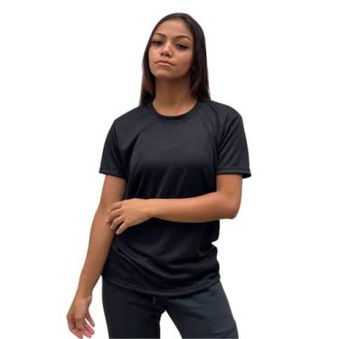 Imagem de Camiseta Dry Fit Feminina 100% Poliéster Academia Corrida Cross Fit Ginástica (M, Preto)