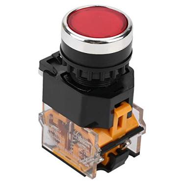Imagem de Interruptor de botão de pressão de cabeça plana de travamento automático Walfront/montagem 24V / 22 mm/com luz LED / 1NO + 1NC / Ith: 10A AC-15 / vermelho