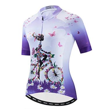 Imagem de JPOJPO Camiseta feminina de ciclismo, secagem rápida, respirável, refletiva, P-2GG, Scf2299, M
