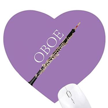 Imagem de Mouse pad de borracha com instrumento clássico de música Oboé e coração para escritório