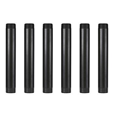 Imagem de GeilSpace Tubo de metal preto pré-cortado de 2,5 cm × 20,32 cm, aço industrial para tubos e conexões rosqueadas padrão de 2,5 cm - Prateleiras industriais vintage DIY (2,5 cm × 20,3 cm, preta)
