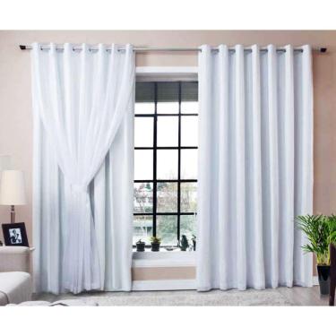 Imagem de Cortina Voil Branco Forro Microfibra 4,00 X 2,70 Para Varão TC