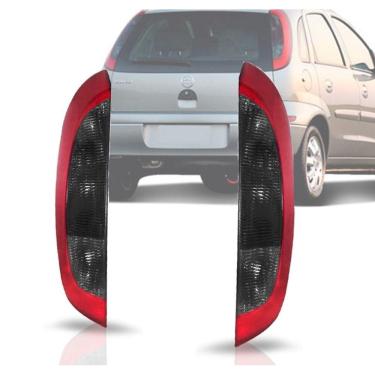 Imagem de Par Lanterna Gm Corsa Hatch 2003 À 2012 Vermelha Com Fumê