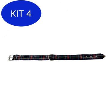 Imagem de Kit 4 Coleira cachorro nylon preta tamanho nº. 6 (40 cm a 54