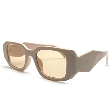 Imagem de Óculos de Sol Feminino Estilista Letra Quadrado Armação Pequena Tendência Perna Larga Óculos Shot de Rua Unissex,3,China