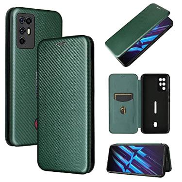 Imagem de For ZTE Nubia Red Magic 6R Carbon Fiber Texture Horizontal Flip TPU + PC + PU Leather Case with Card Slot