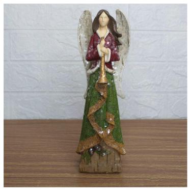 Imagem de Decoração Estatueta Natalina Anjo Flautista Em Resina 29cm
