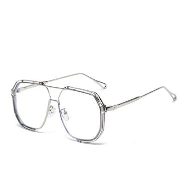 Imagem de Óculos de sol poligonais de armação grande de feixe duplo fashion óculos de sol de forma côncava moda óculos de luz anti-azul, 5, tamanho único