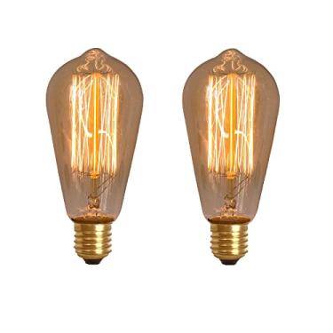 Imagem de 2X Lâmpada Filamento De Carbono Poptem St64 40W 110V 14Cm Decorativa Âmbar
