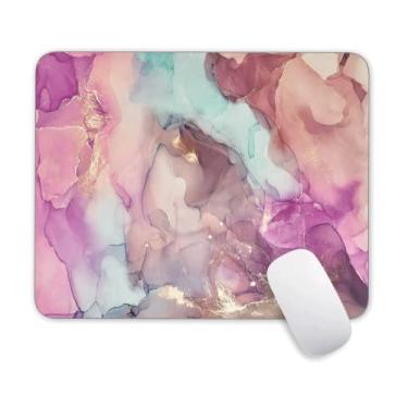 Imagem de Tapete de mouse de mármore rosa dourado, tapete de mouse para jogos com design personalizado, tapete de mouse quadrado impermeável base de borracha antiderrapante Mousepads para escritório casa laptop viagem, 9,5" x 8,9" x 0,12" polegadas