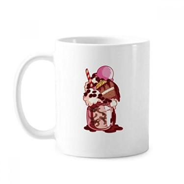 Imagem de Caneca de cerâmica para sorvete de chocolate com bolo, biscoito, sorvete, xícara de porcelana
