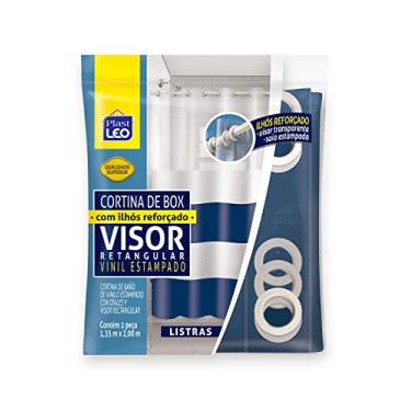 Imagem de Cortina para Box Listras com Ilhós Visor Cristal (1,35x2,00m) | Plast Leo (Ref.642-A)