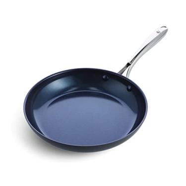 Imagem de Blue Diamond Utensílios de cozinha de cerâmica anodizada rígida, antiaderente, frigideira de 25,4 cm, livre de PFAS, lavável na lava-louças, seguro para forno, cinza