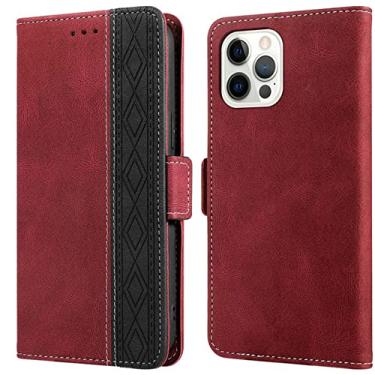 Imagem de Capa carteira de couro PU de dois tons para iPhone 14 13 12 Pro Max 11 Pro XS XR X SE 2020 2022 7 8 Plus Flip Card Slot Phone Cover Vermelho para iPhone XS Max