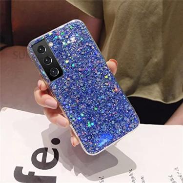 Imagem de FIRSTPELLA Compatível com Samsung S21 FE Case, Glitter Soft Slim Silicone Case Girly Girls Women Bling Sparkle Fashion Quicksand Case - Azul
