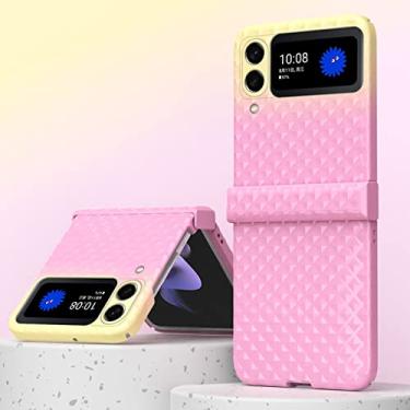 Imagem de Skittles de luxo capa dobrada gradiente para samsung galaxy z flip 3 4 5g capa de proteção de dobradiça pacote completo capa anti-queda, amarelo rosa, para z flip 4 5g