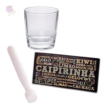 Imagem de Kit Caipirinha 3 Peças - Copo + Tábua + Socador