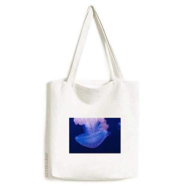 Imagem de Bolsa de lona com estampa de água-viva com organismo marítimo tropical, bolsa de compras, bolsa casual