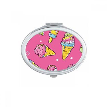 Imagem de Star Pink Sugar Popsicle Sorvete Oval Espelho Portátil Dobrável Mão Maquiagem Dupla Lateral Óculos